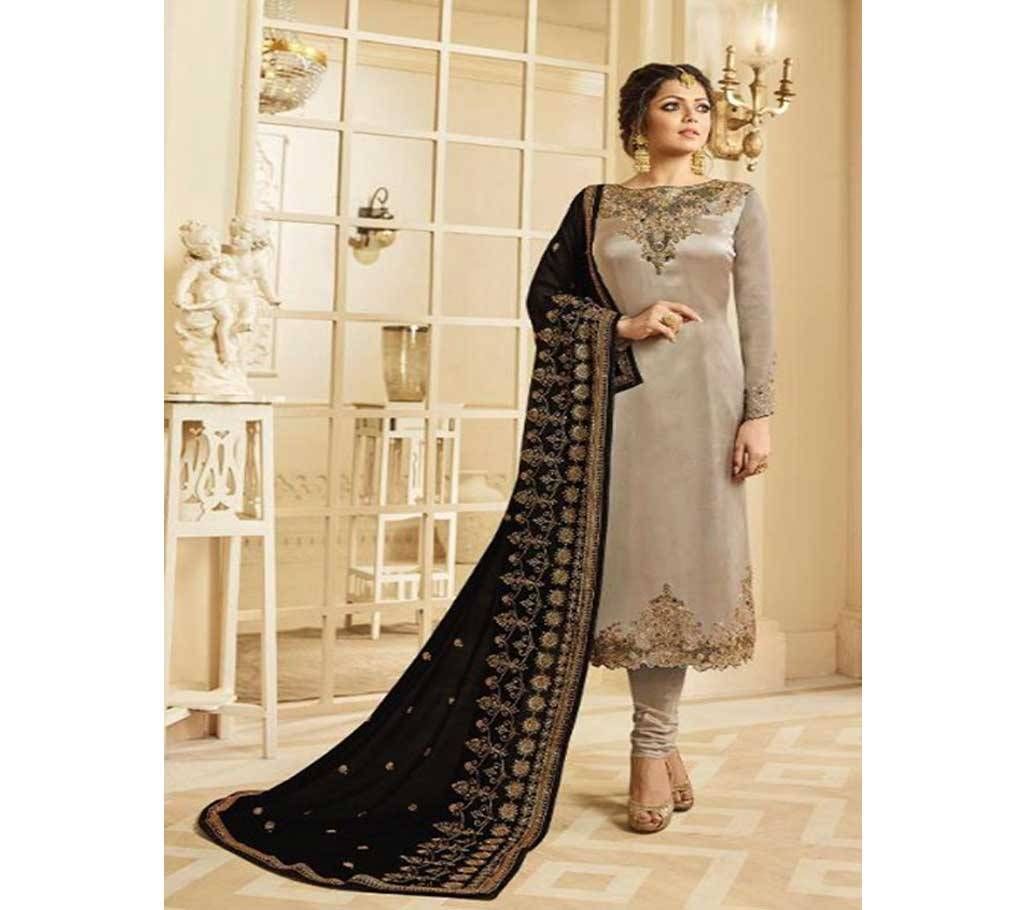 SATIN GEORGETTE UNSTITCHED SALWAR KAMEEZ  (Copy)