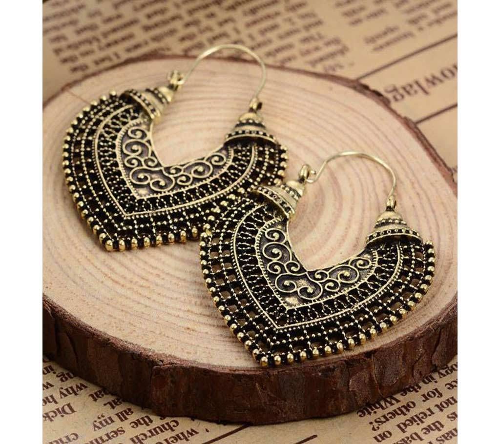 Vintage Gold & Silver Round Heart Earrings For Women