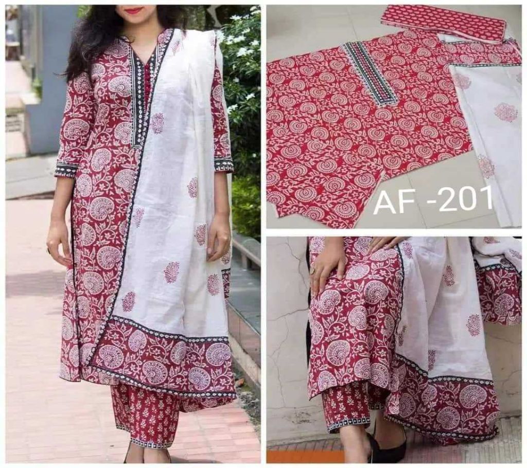 UNSCTICHED BOCK PRINTED COTTON THREE-PCS