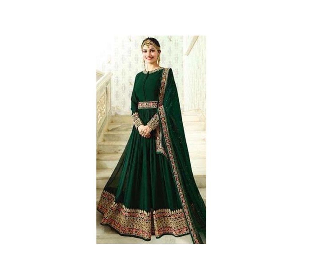 Unstitched Dark Greeen Georgette Gown For Women