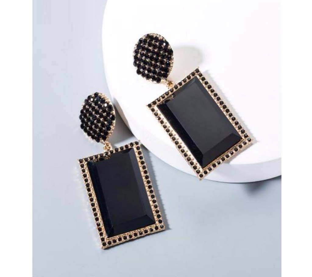 Black Rhinestone Drop Earring For Women
