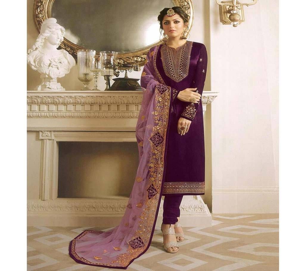 Unstitched Georgette Emboidery Three Piece 