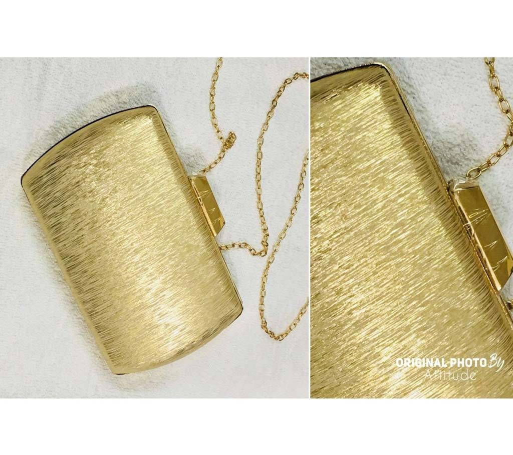 L Gold Shining Stylish Clutch Bag For Women