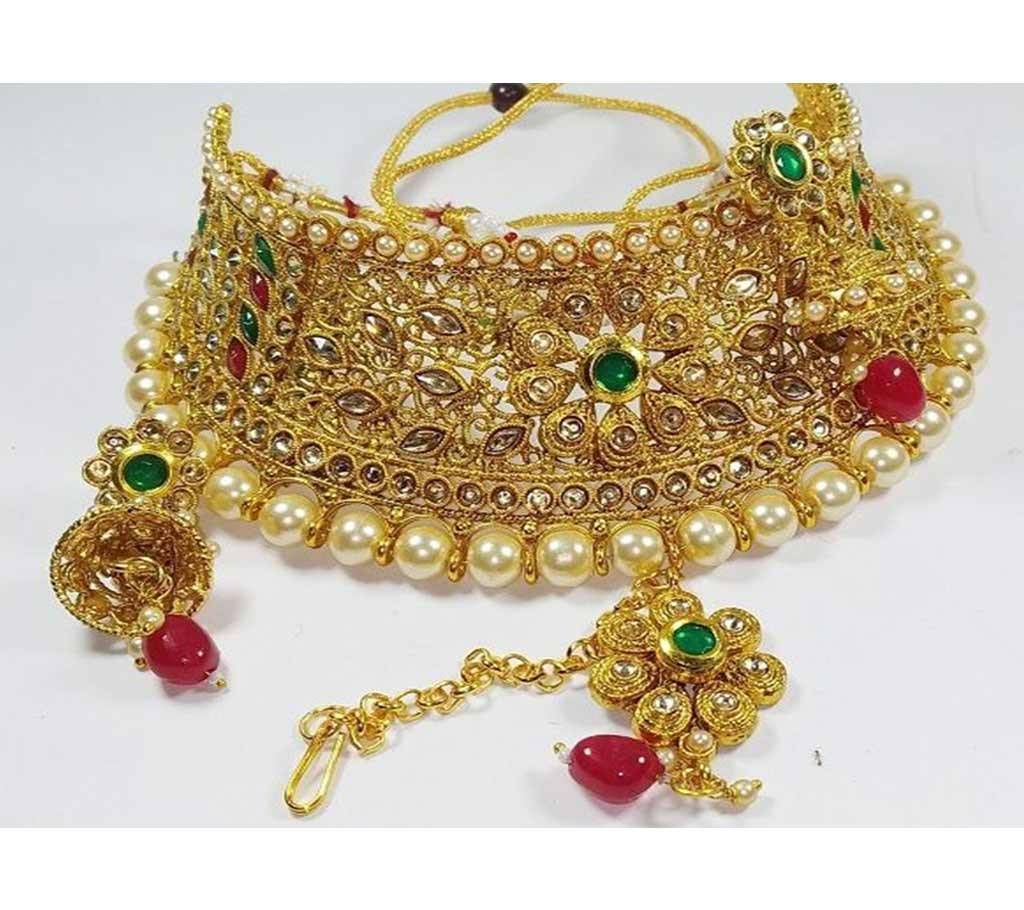 Womens Gold Plated Jewelary Set with Stone