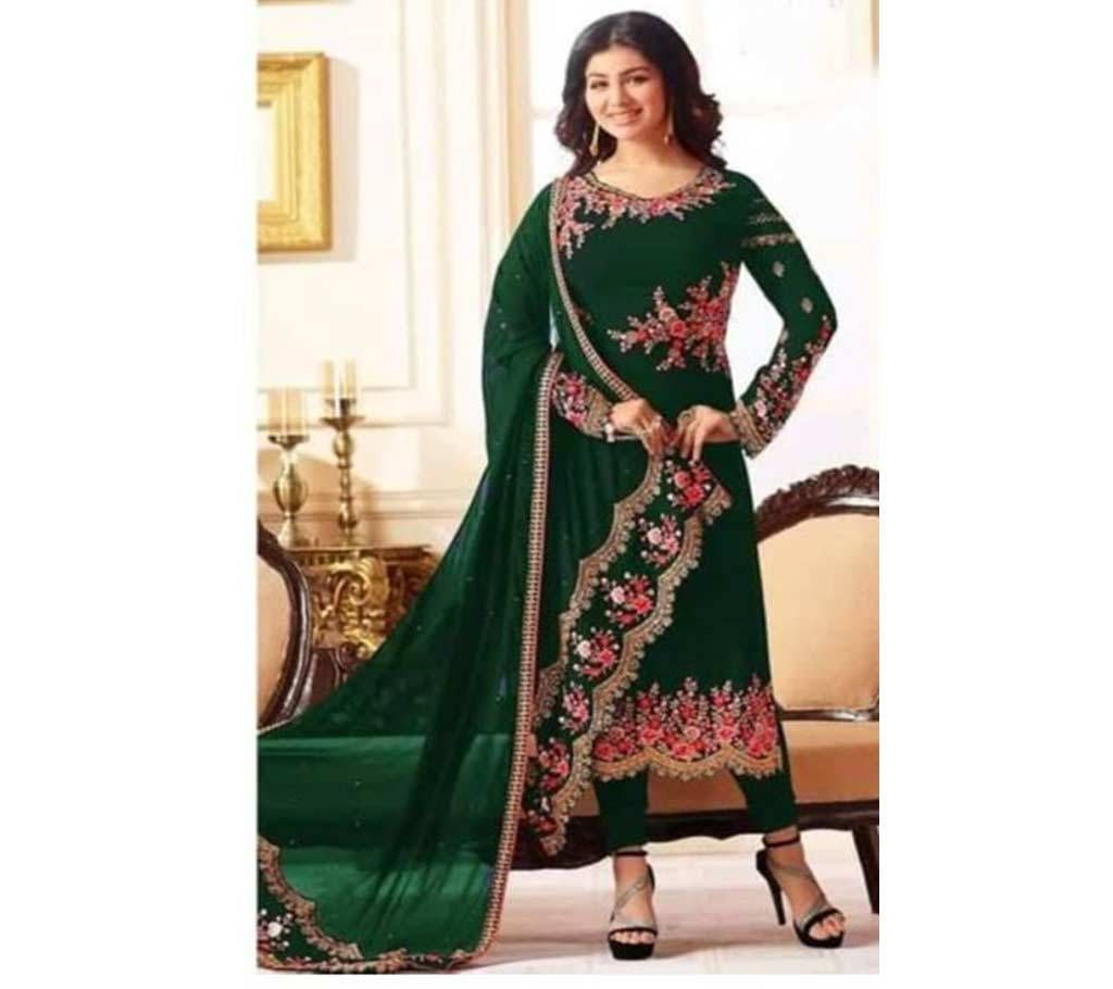 Unstich Deep Green New Indian Georgette Three piece.