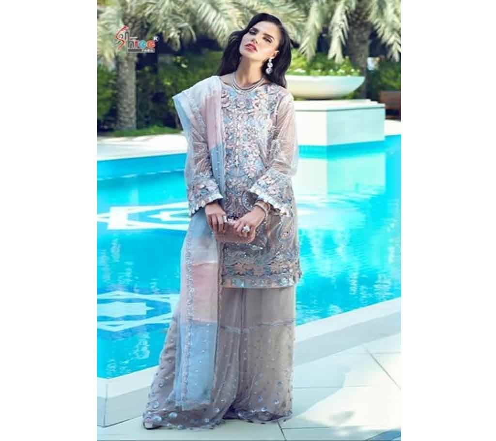 Unstitched Net Heavy Embroidery  Party Suit for women  D.No -7505 - UNC