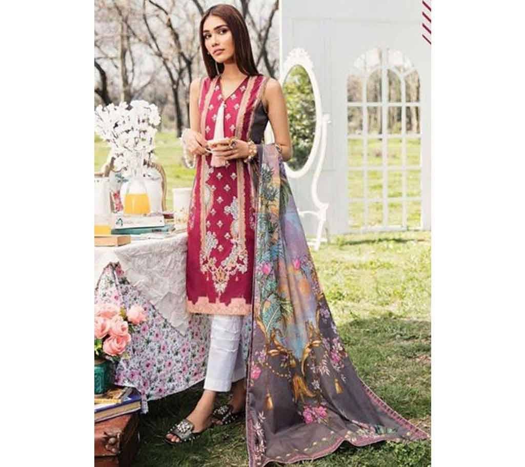 Unstitched Cotton sleeveless Salwar kameez for women 