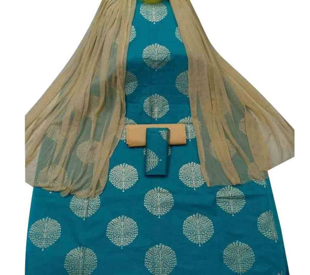 Unstitched Skin Printed Cotton 3Piece