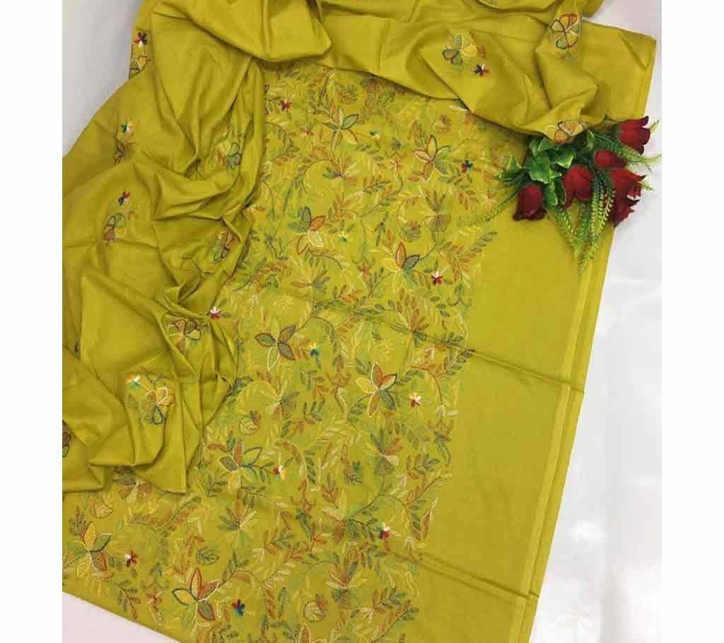 Unstitched Cotton Two Piece for Women-Green