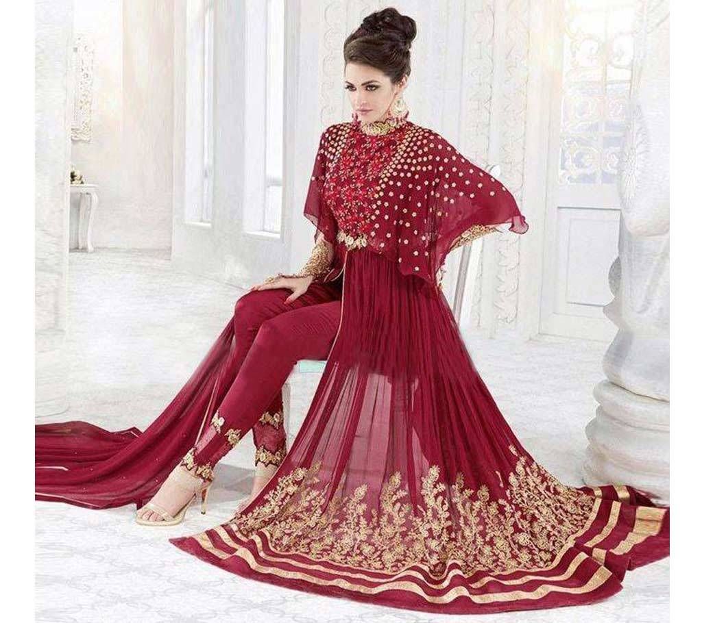 Dark Red Georgette Anarkali For Women
