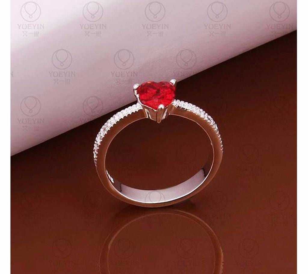 Red Stone Heart Shape Finger Ring