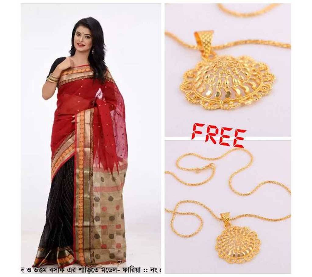 gas silk sharee for valentine with free pendant 