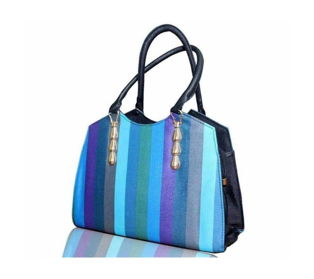 Lady's multi color striped handbag 