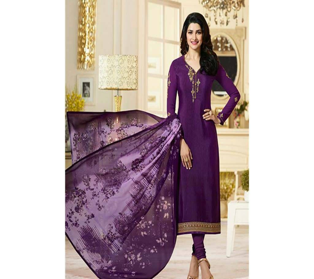 Unstitched Embroidery Silk Three pcs