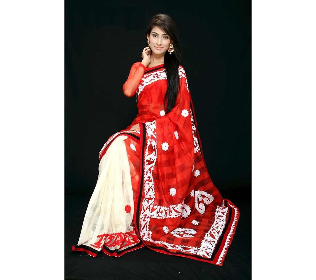 Applique Silk Saree