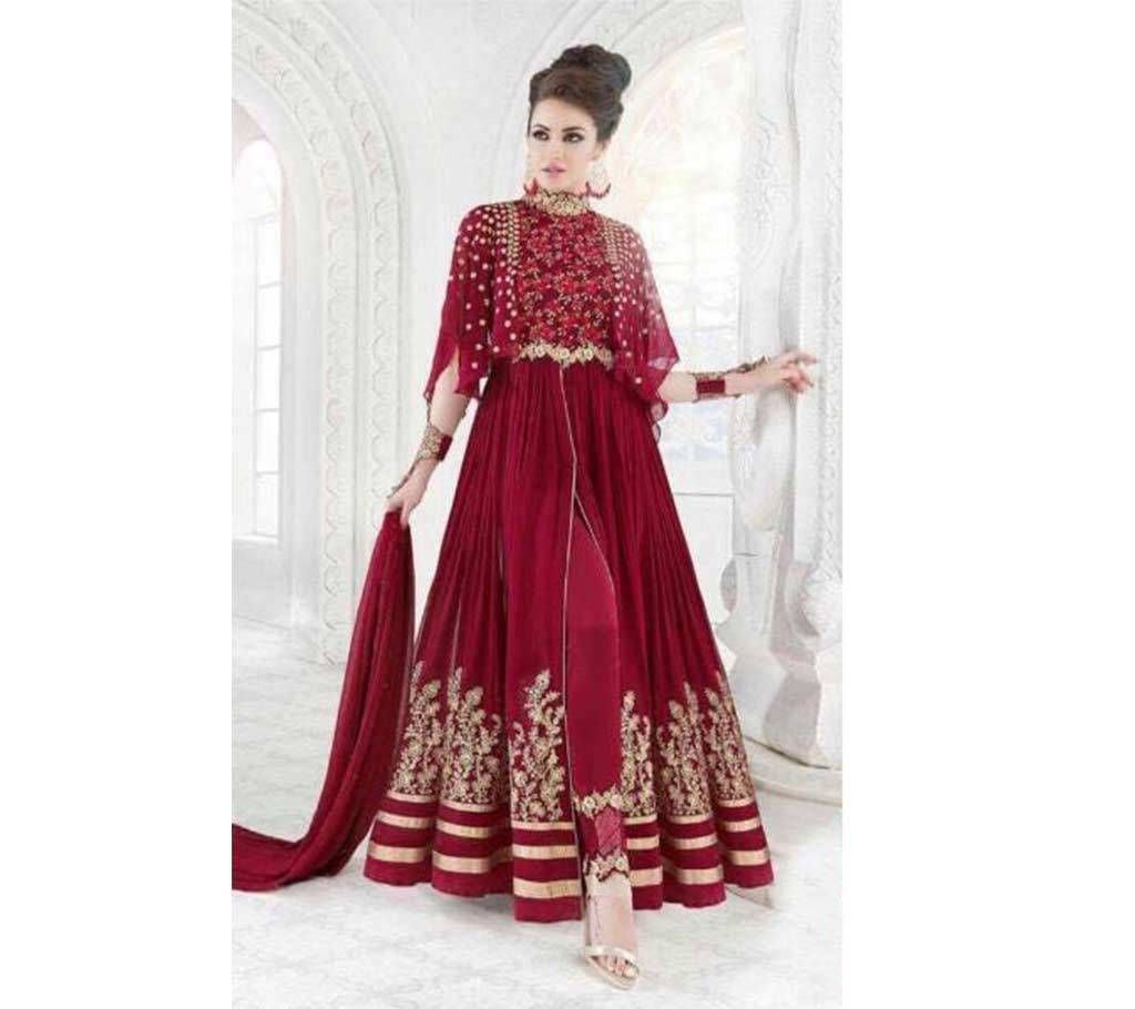 Semistitched Indian Georgette Embroidery Long Party Suit (Copy)