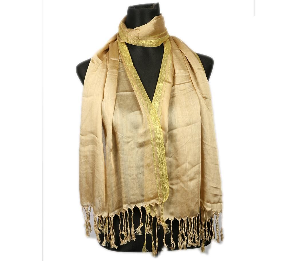 Golden Pashmina With Golden Border Hijab For Women