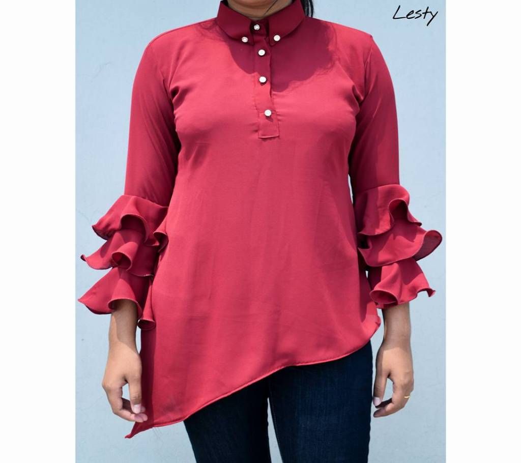 Ruffle sleeve shirt for women