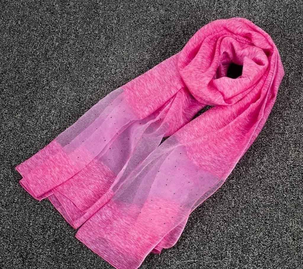 Pink Cotton with Blue Stone Hijab for Women