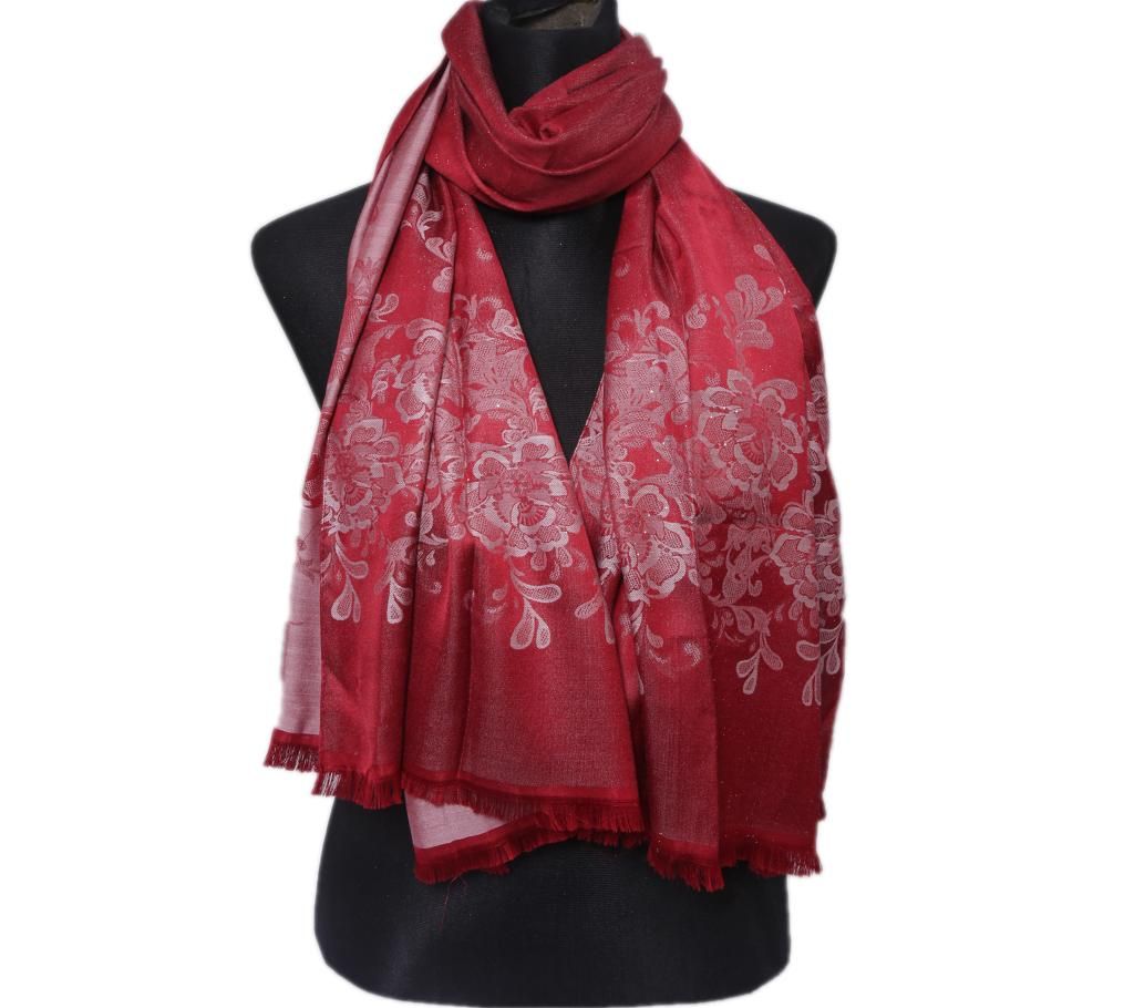 Dark Red Silk Hijab For Women