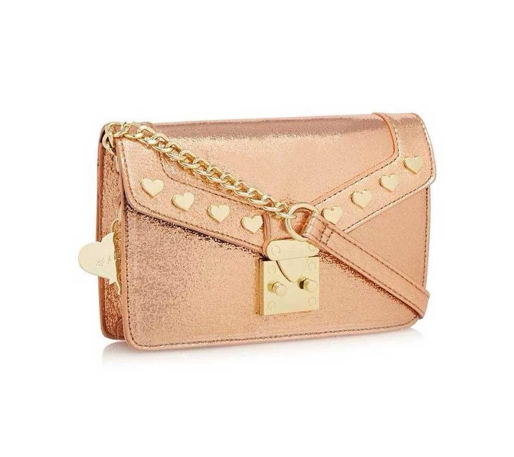 BG 7 Floozie by Frost French - Bronze Shimmering heart stud cross body bag.