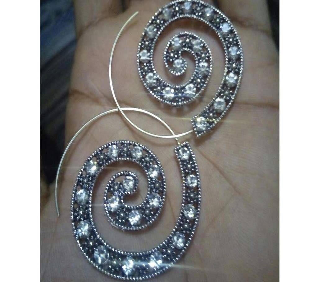 German Silver Brass earring, spiral earring