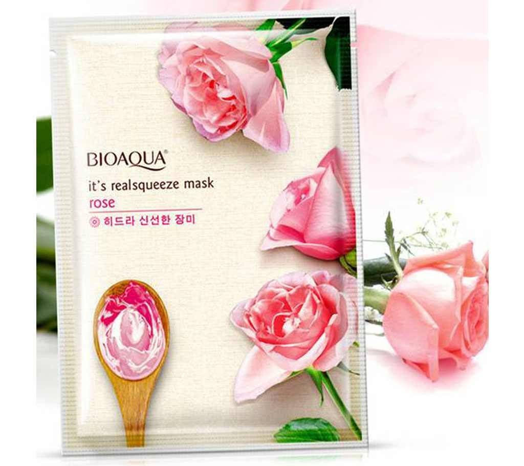 BIOAQUA Rose Facial Mask Moisturizing Whitening Shrink Pores Face Mask Oil Control brighten skin tone Face Care, 30 gm, China