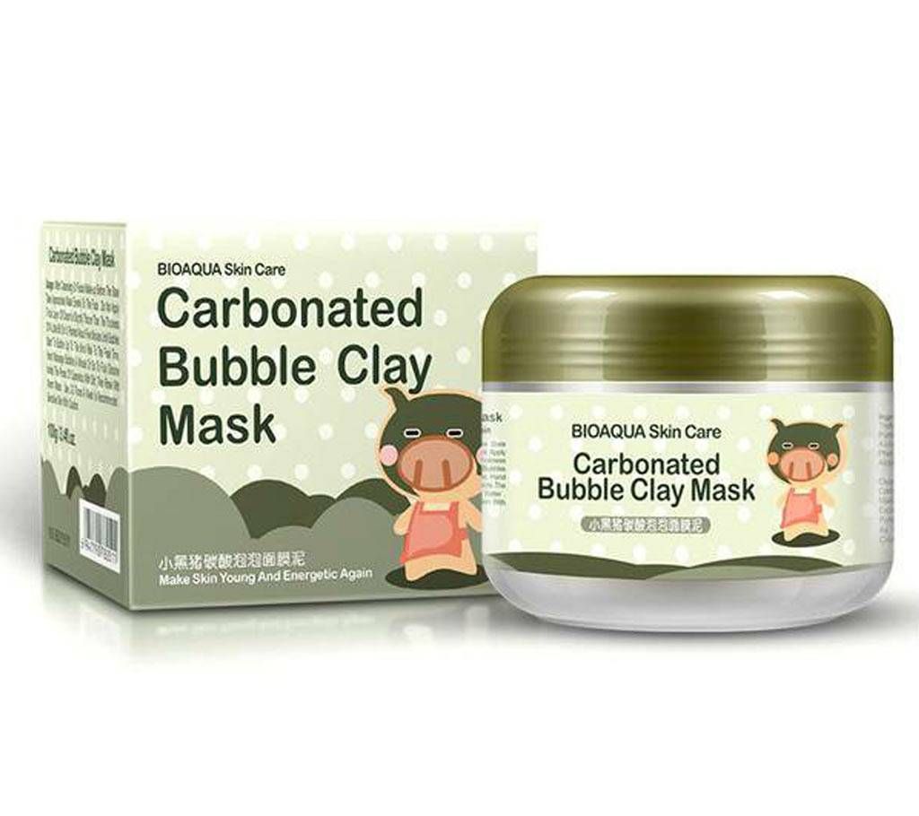 BIOAQUA Carbonated Bubble Clay Mask Bubble Mask Blackhead Remover Acne Purifying Pores Black Mask Face Care 100g Thailand