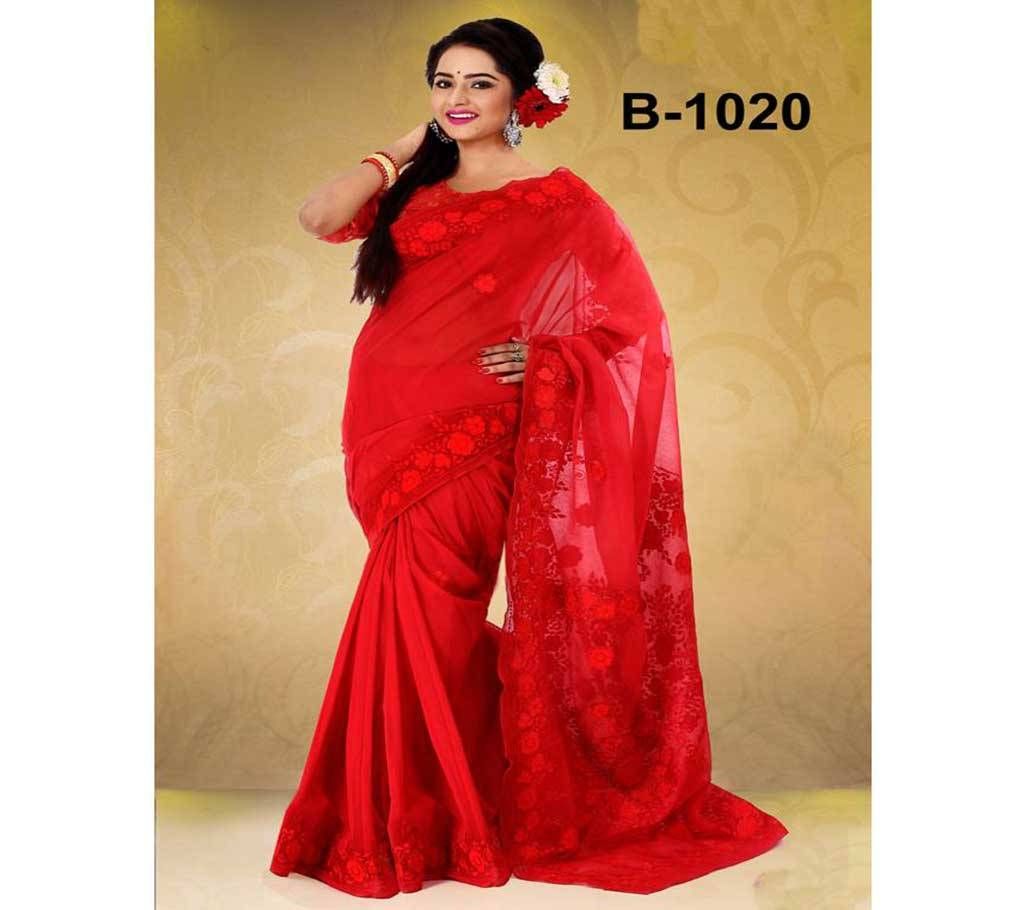 Pure Muslin Silk With Hand Embroidery Saree