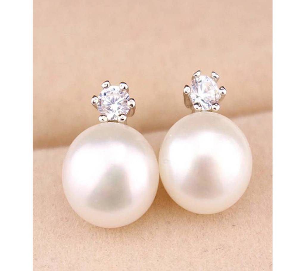 Pearl Jewelry Accessories Silver color Pearl Earrings Elegant Crystals Stud Earrings For Women