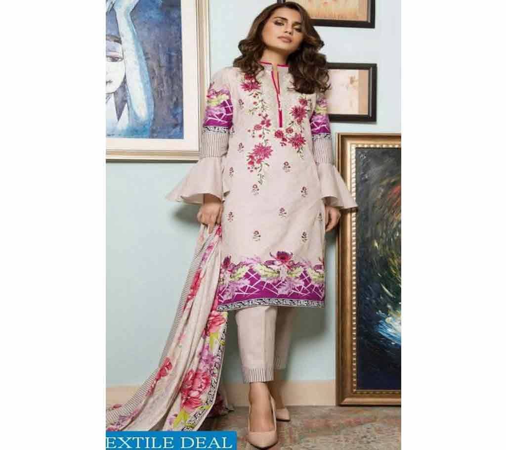 ZS SAHIL PRE WINTER Lawn DRESSES Embroidered Printed Cream with Violet Three Piece 