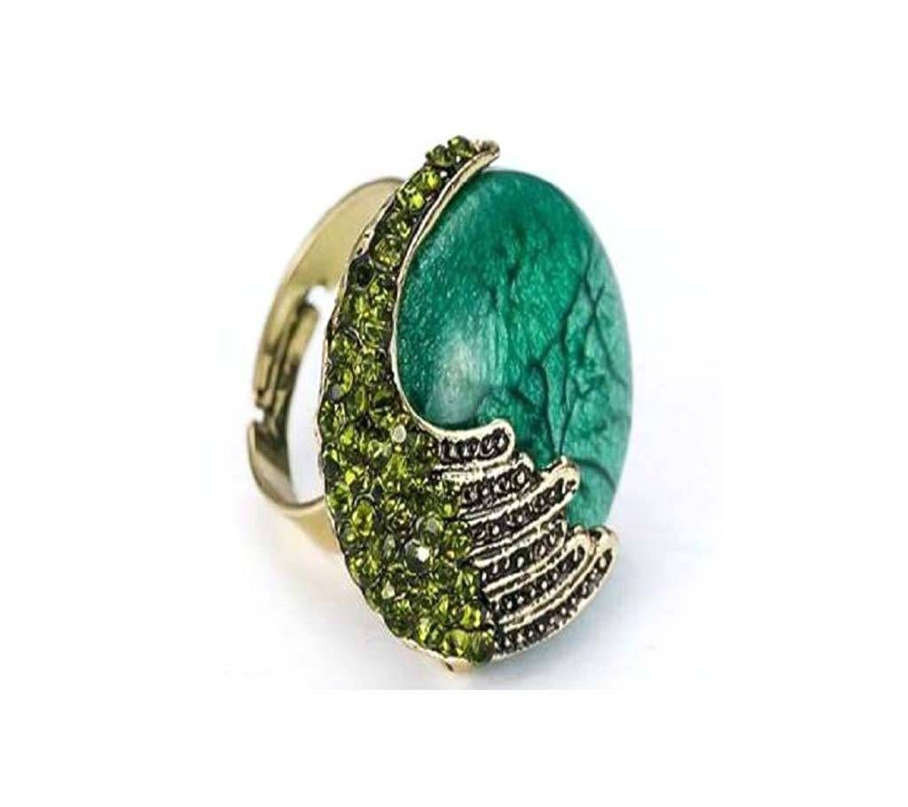 Imitation Rhinestone Adjustable Open Finger Ring