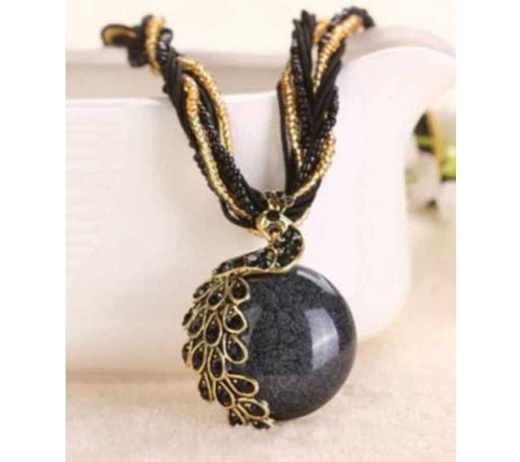 Black colour Peacock Natural Stone Necklace
