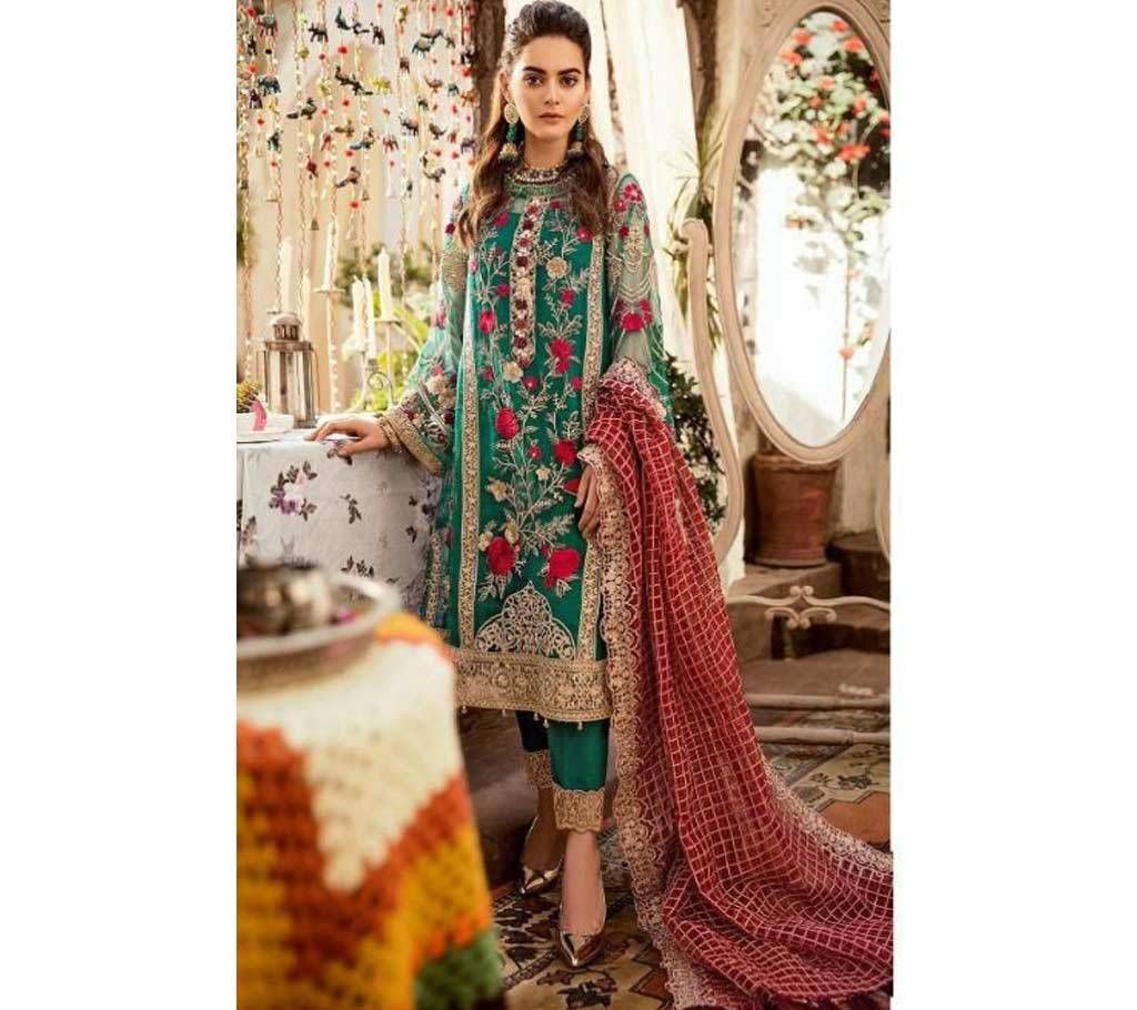 Deepsy Imorzia Vol 10 - 800-502 - Sea Green Unstitched Georgette 3Pcs