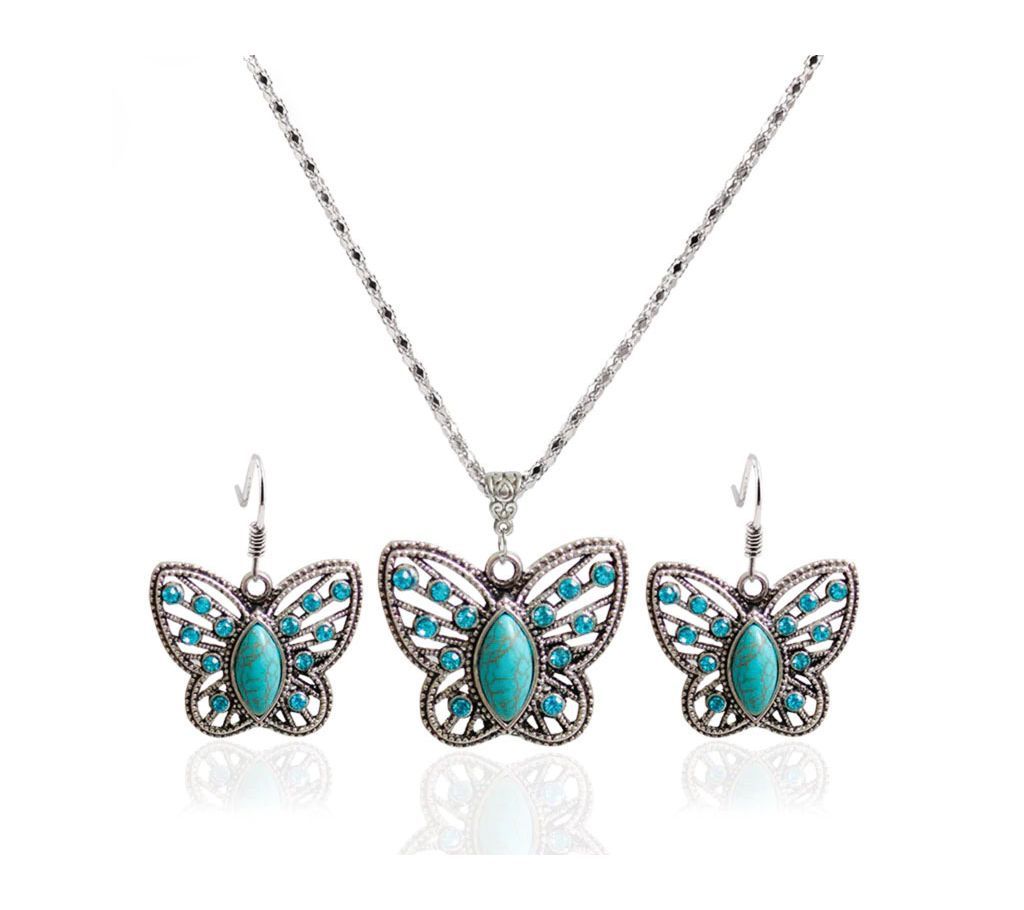 Silver Plated Butterfly Shaped Jwelery Set