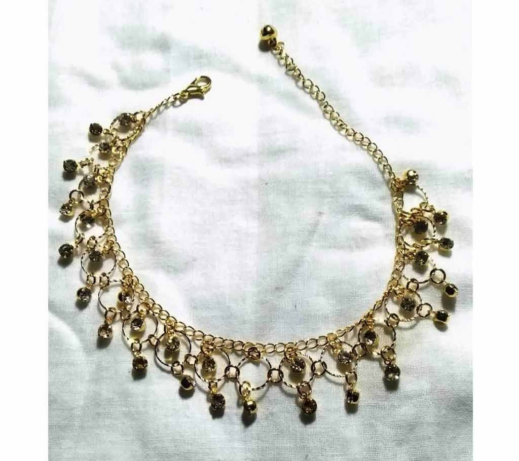 Stylish & Romantic Bracelet Gold Color Bangle Trendy for Women Jewelry Anklet Austrian Crystal Link Chain Simple Design