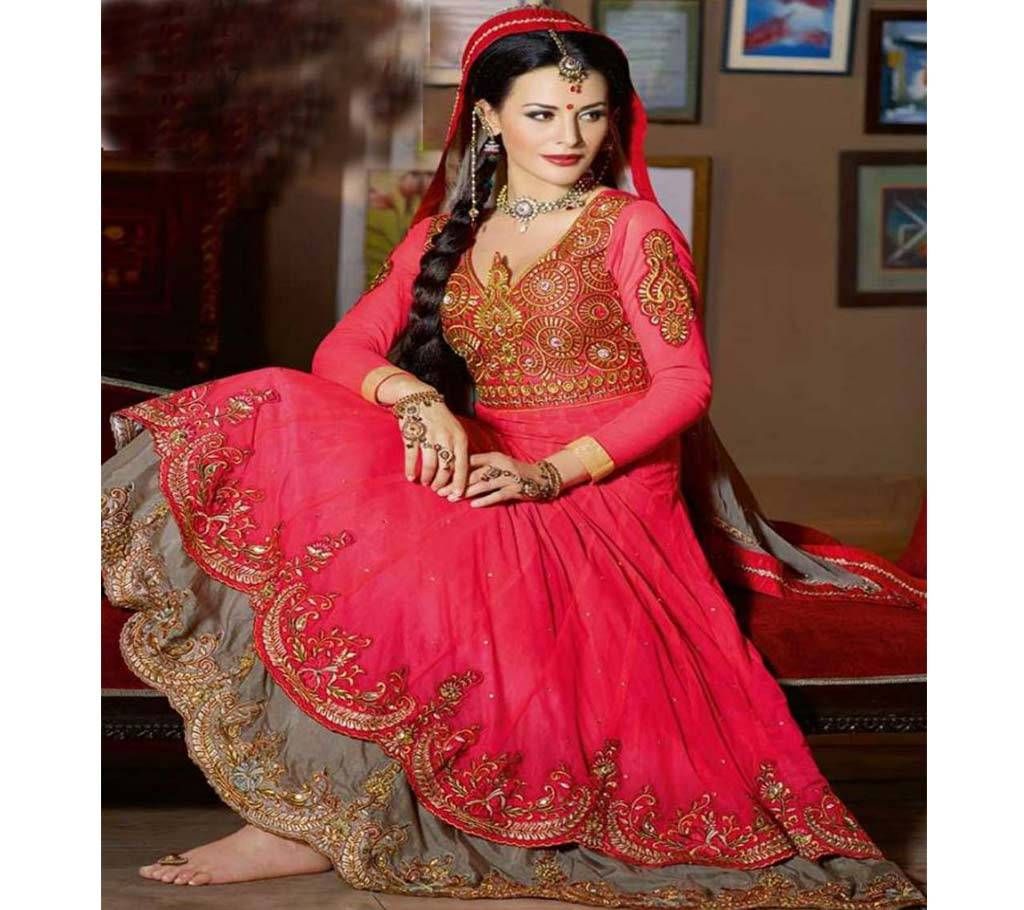 Unstitched Georgette Emboidery Gown 