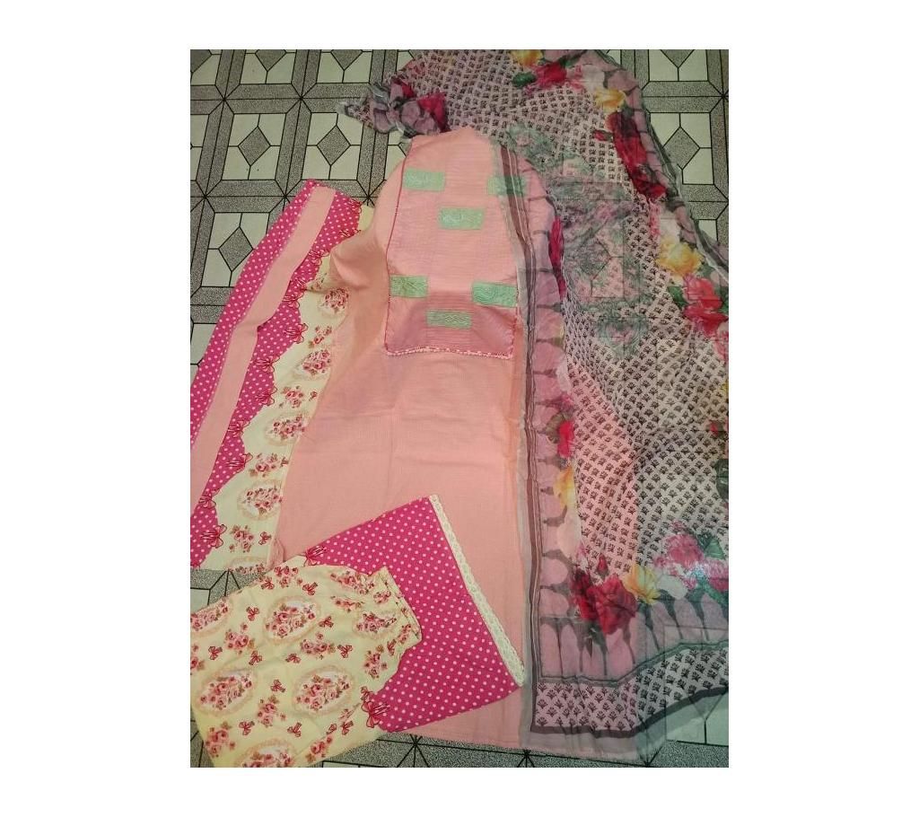 high quality soft lc cotton neck embordary digital print pure orna pant stich plazo kora