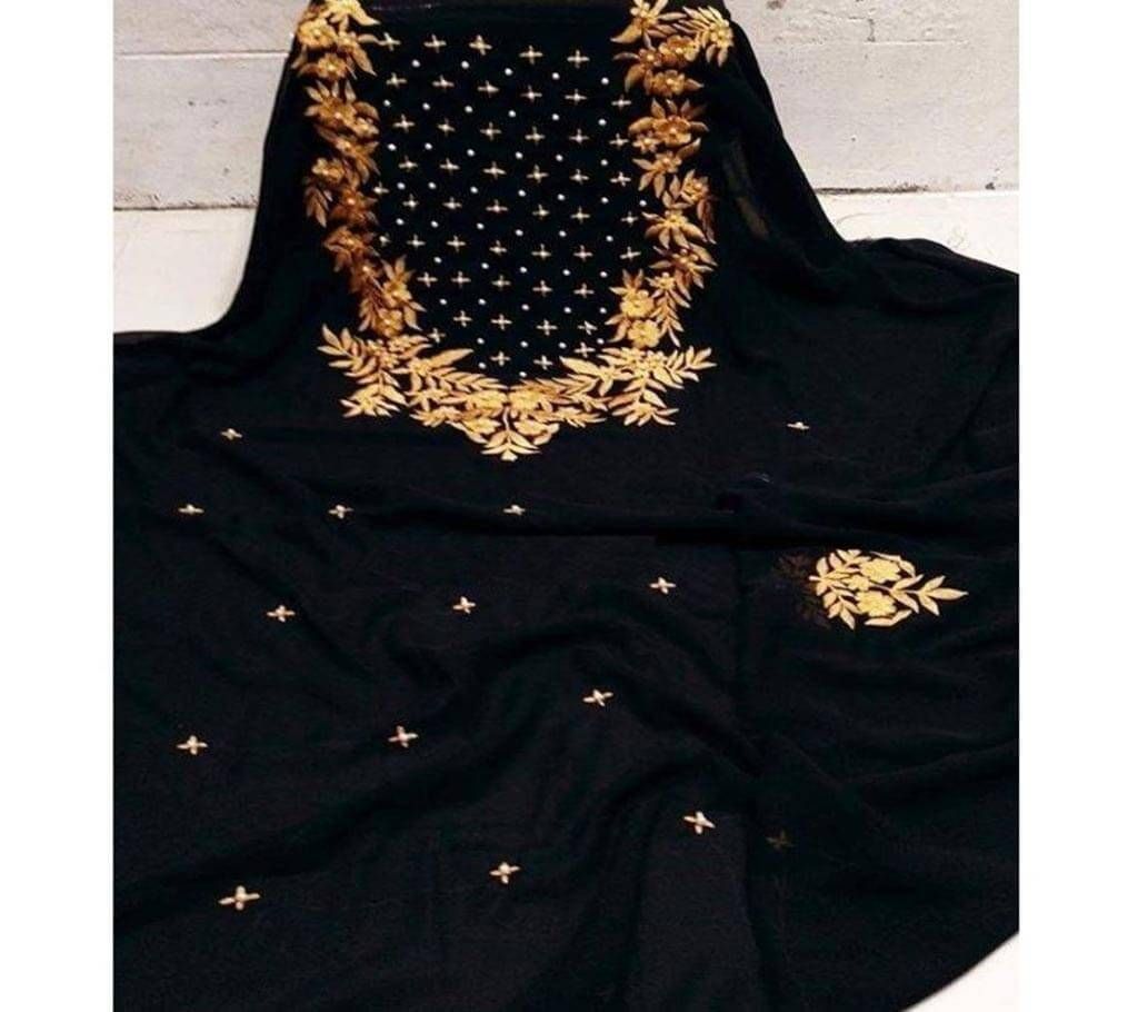 Unstitched embroidery work black Color kameez for Women (1 piece)
