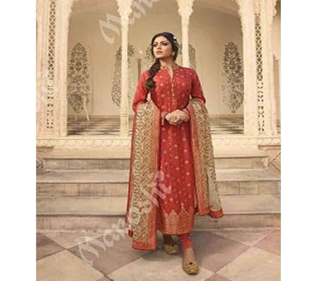 Indian Unstitched Georgette 3Pcs For Women Light Salmon Color