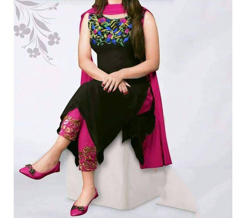 Un stitched cotton embroidery three piece-replica 
