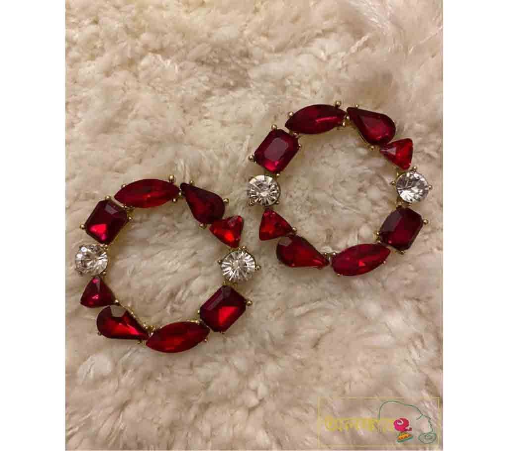 AD Stone Earring Circle Shape