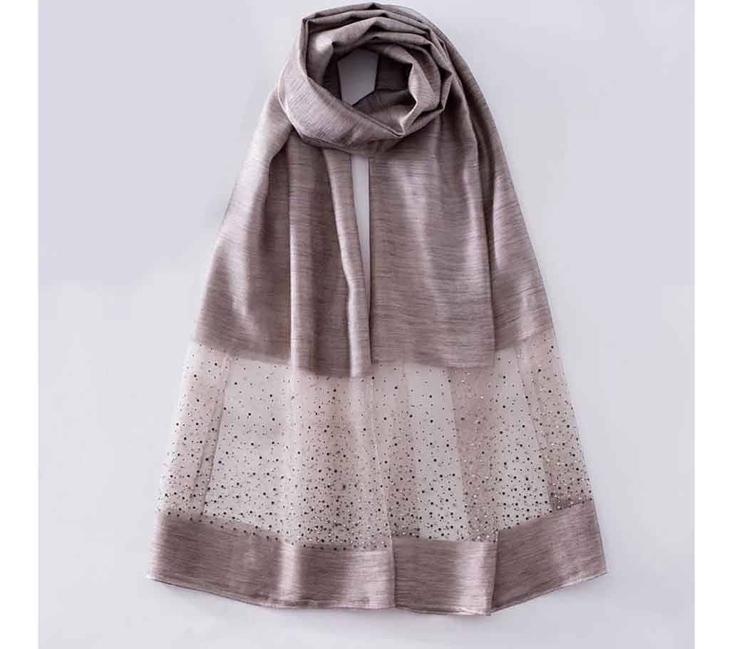 Gray Color Cotton with Blue Stone Hijab for Women
