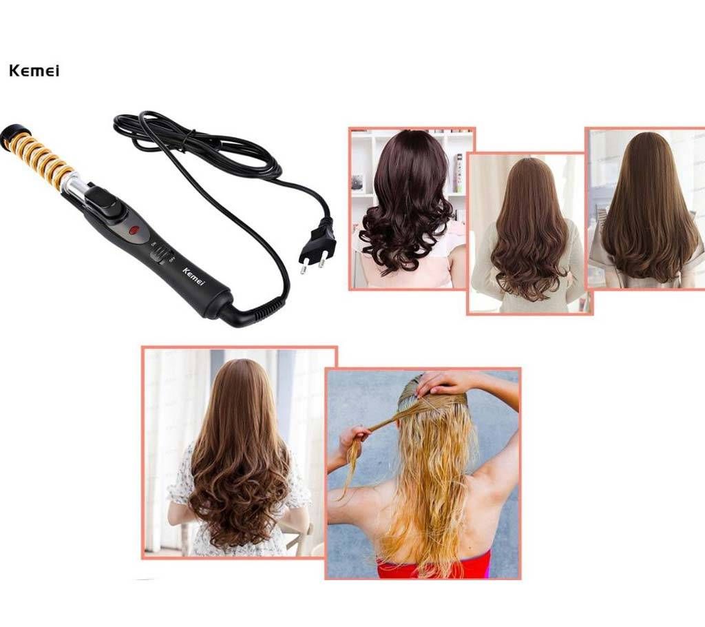 Kemei KM - 1377 Magic Hair Curler Portable Hair Curler Comb Styling Device Unique Press-action Tourmaline Ceramic Curler