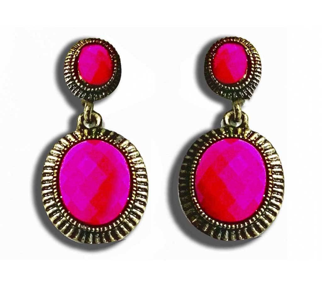 Magenta Oval earring