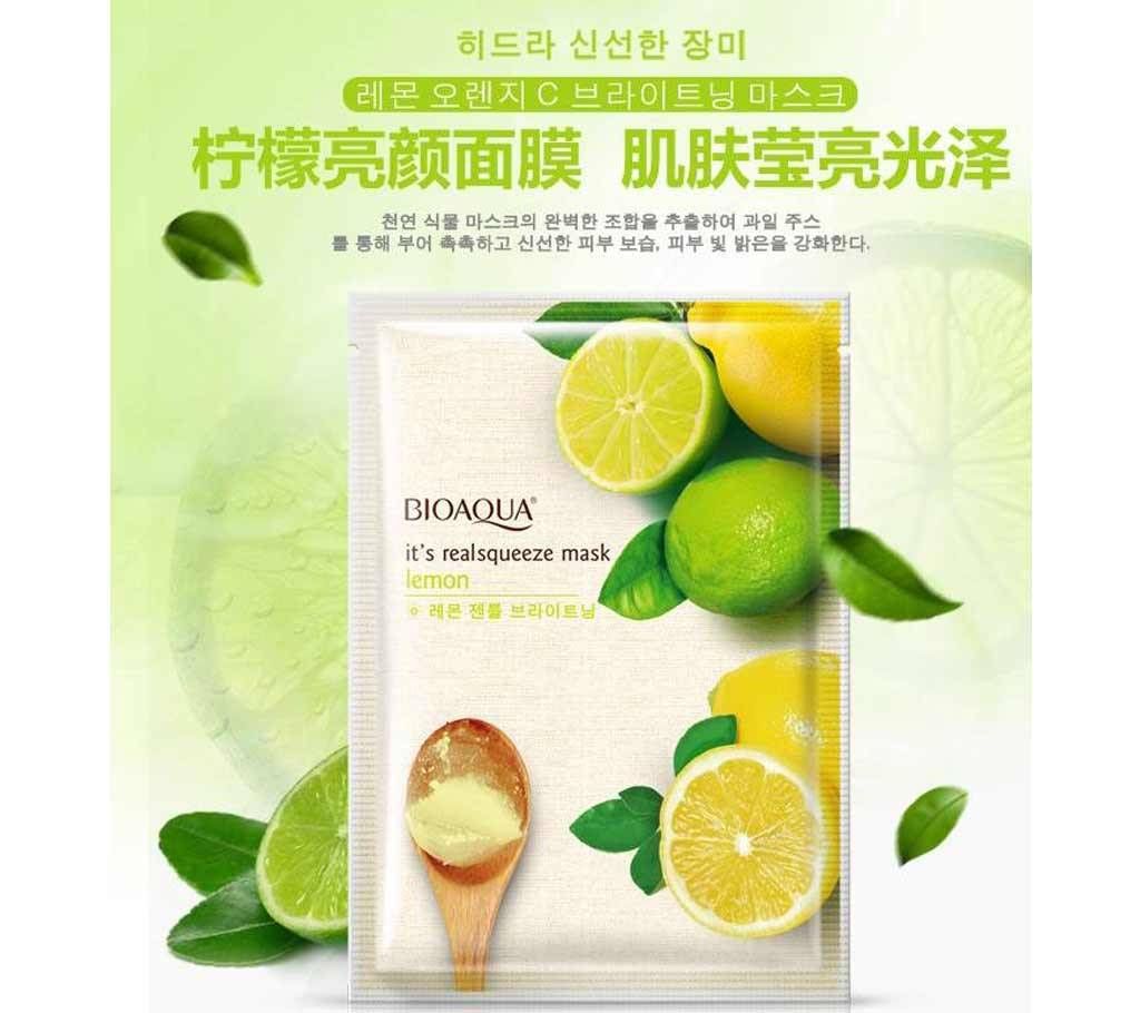 BIOAQUA Lemon Facial Mask Moisturizing Whitening Shrink Pores Face Mask Oil Control brighten skin tone Face Care, 30 gm, China