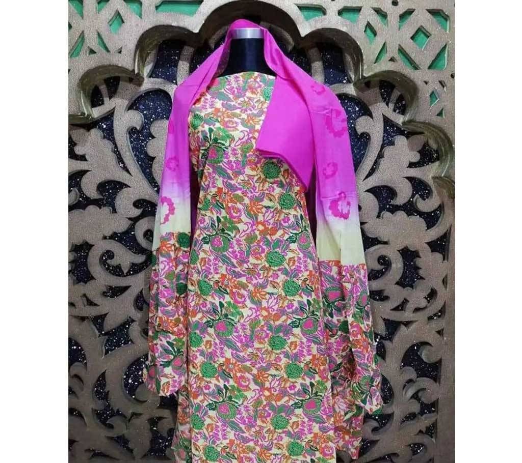 unstiched skin printed cotton salwar kameez seblock-711