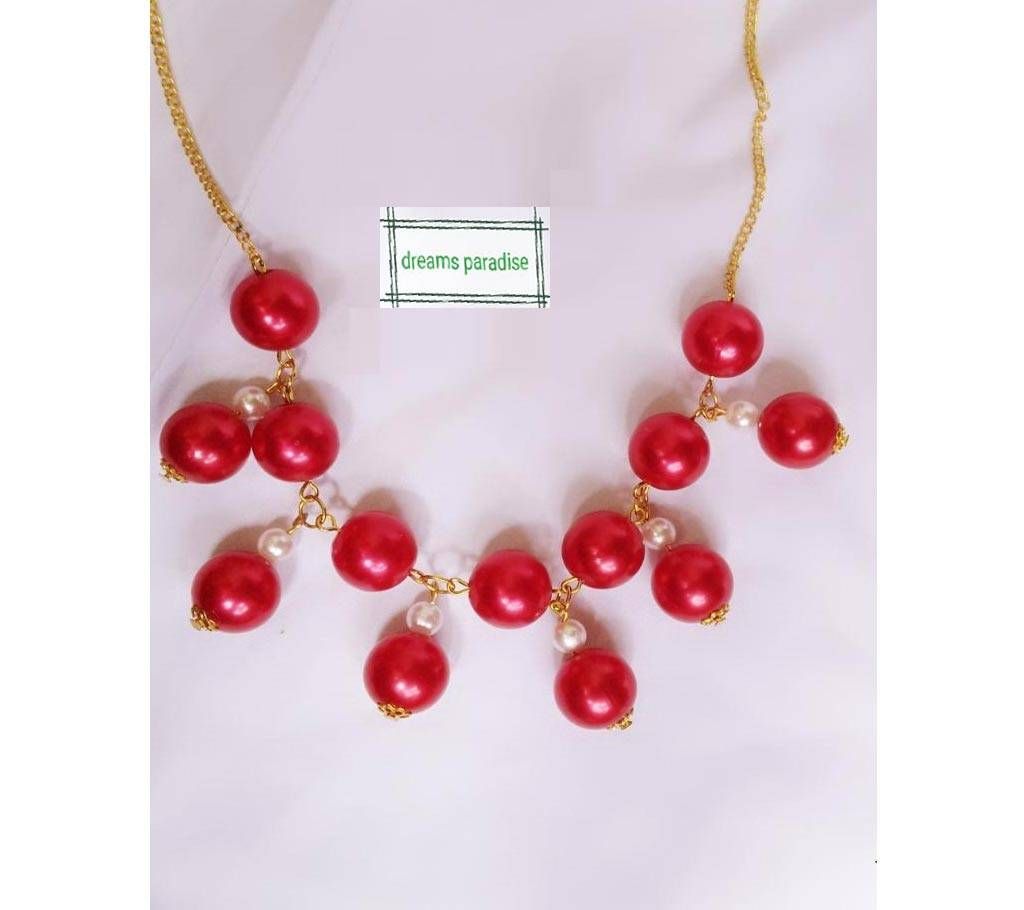 big glass pearl+ golden chain neck piece 