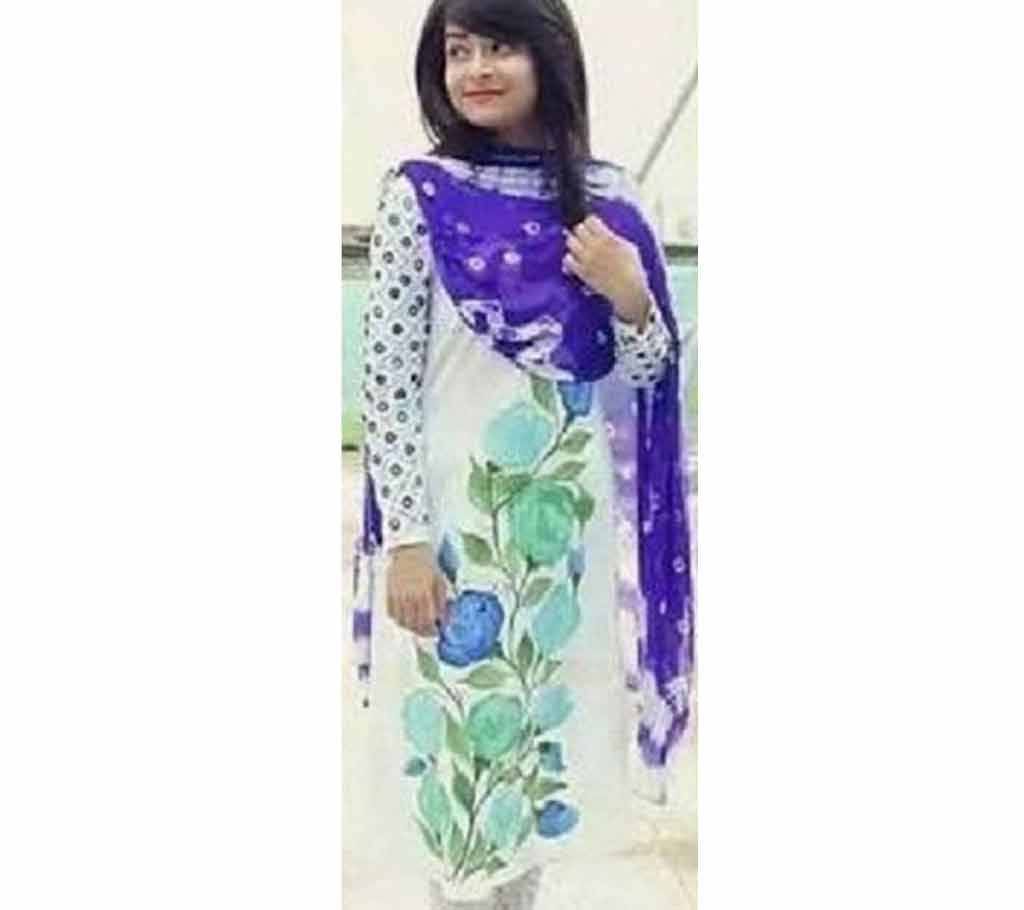 Unstitched block printed Rajdhani voyel cotton Salwar Kameez St block-305