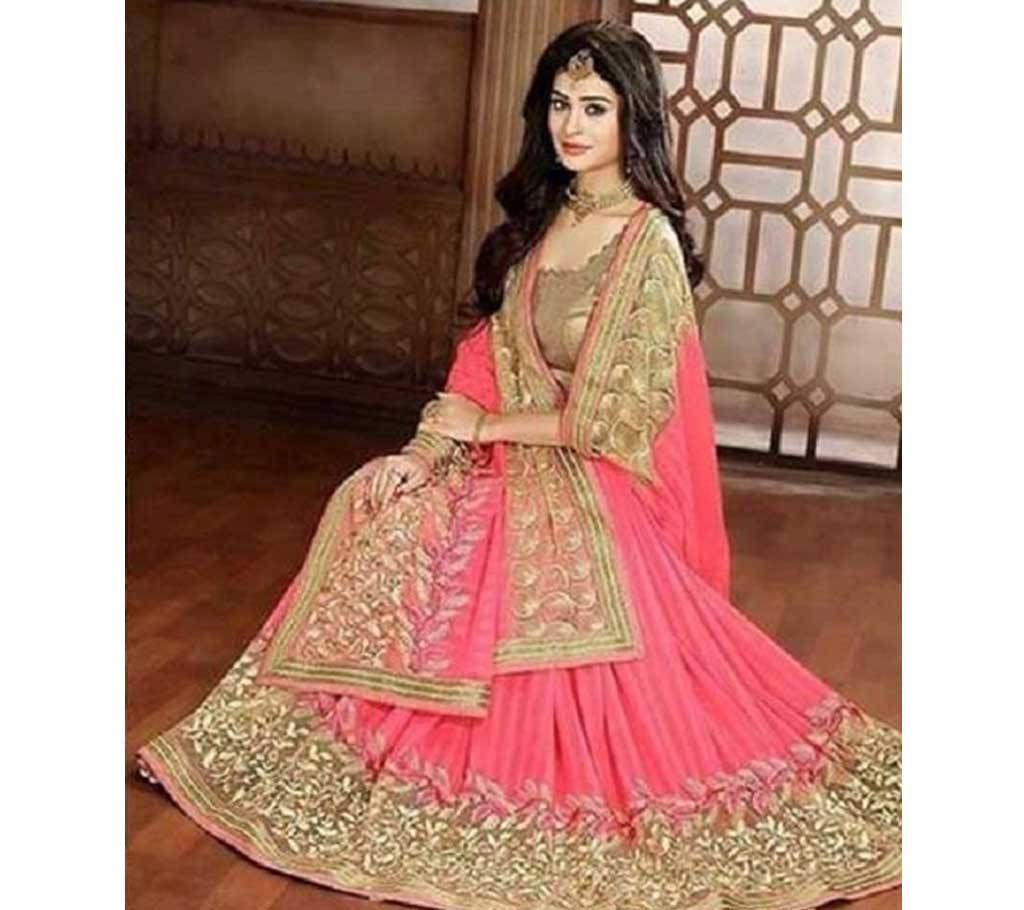 Pink & Golden color GeorgetteEmbroidery party saree